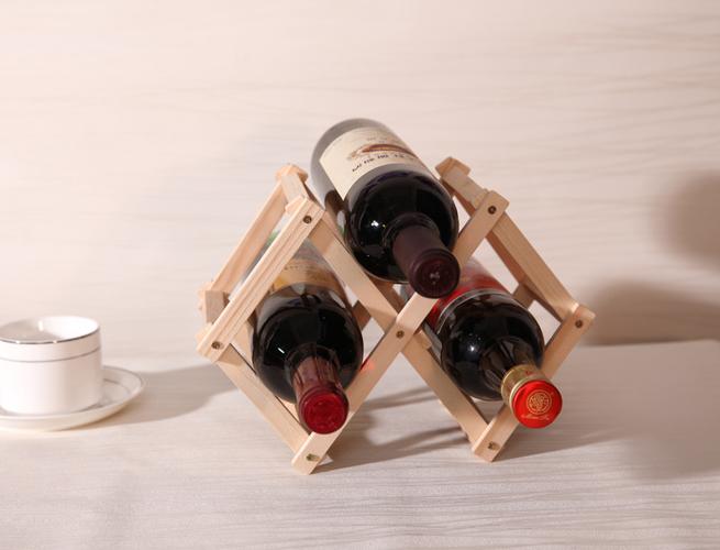 优质无疤实木折叠酒架红酒架葡萄酒架原木3瓶装工厂直销品质稳定